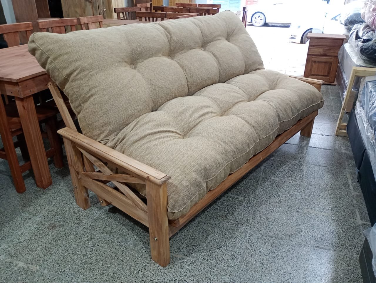 Futón Cama 2 Plazas, Tres cuerpos – Pino